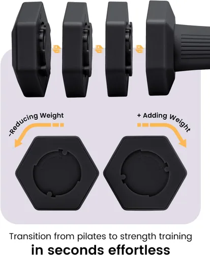Vista 3 de Juego de mancuernas ajustables, juego de pesas de mano 4 en 1 para mujeres y hombres, un par de mancuernas de 10 libras cada uno de 2 libras, 3