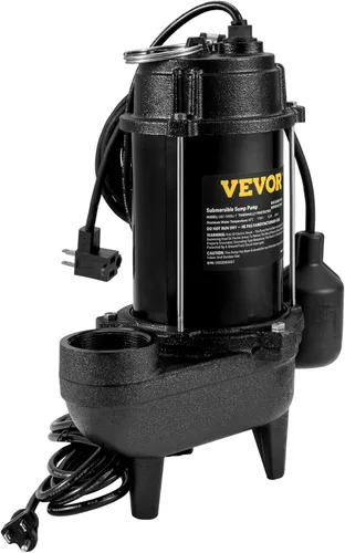 Vista 9 de VEVOR Bomba sumergible de aguas residuales de 3/4 HP, 5880 GPH de flujo más grande, bomba de sumidero sumergible de hierro fundido, construcción