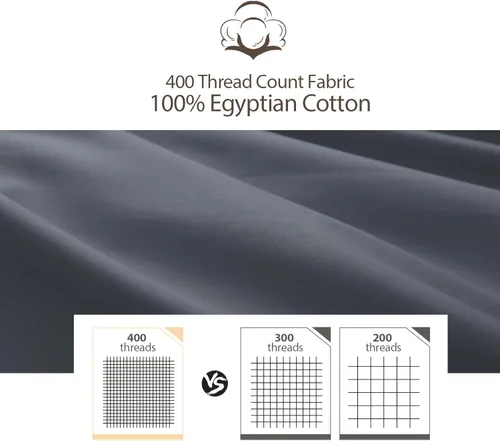 Vista 42 de Juego de 2 fundas de almohada 100% algodón egipcio, fundas de almohada refrescantes de 400 hilos, fundas de almohada suaves y transpirables con Beige