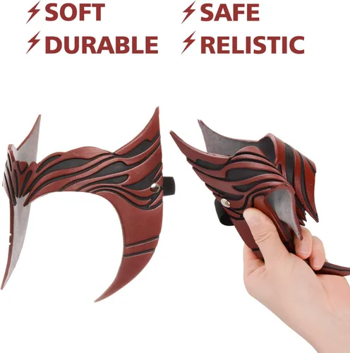 Vista 2 de CoserWorld Wanda - Diadema de máscara de látex, corona de bruja roja escarlata para cosplay, disfraz de Halloween, accesorios de mascarada