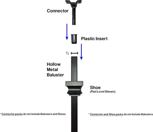 Vista 3 de Conectores de ángulo ajustables para una fácil instalación de balaustres de metal huecos de 1/2 pulgada (tornillos incluidos)
