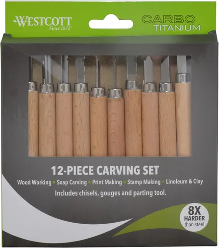 Vista 9 de Westcott CarboTitanium - Herramientas para tallar madera, tallado de jabón, impresión impresa, escultura de arcilla, juego de 3 piezas
