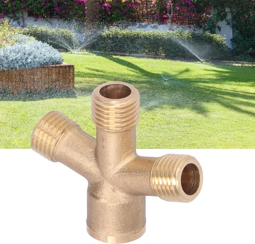 Vista 5 de Divisor de manguera, adaptador cruzado de latón de textura dura, fácil de instalar, conector de manguera de jardín de latón resistente, para lavado