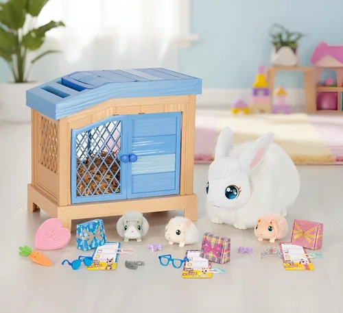 Vista 7 de Little Live Pets Set de Juguetes de Conejo Mama Surprise, Conejera de Animales Interactiva con 3 Bebés Sorpresa, Más de 20 Sonidos, Accesorios