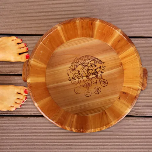 Vista 7 de Yardwe Cuenca de pie de madera para pies, cubo de pedicura, masajeador de barril para baño, masaje, spa, sauna, remojo, pedicura, masajeador