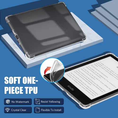 Vista 2 de CoBak Funda transparente para Kindle Paperwhite 11.ª generación 2021 y Edición Signature (6.8") - Funda trasera de silicona ligera y resistente a