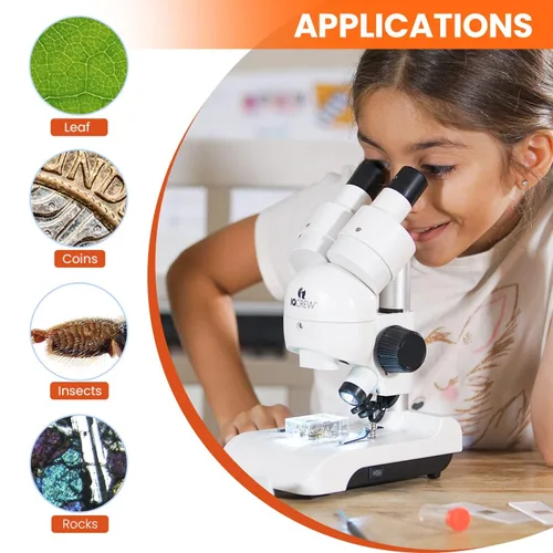 Vista 5 de AmScope - Microscopio estéreo portátil todo en uno de lujo 30X con doble iluminación LED y kit de accesorios - SE122