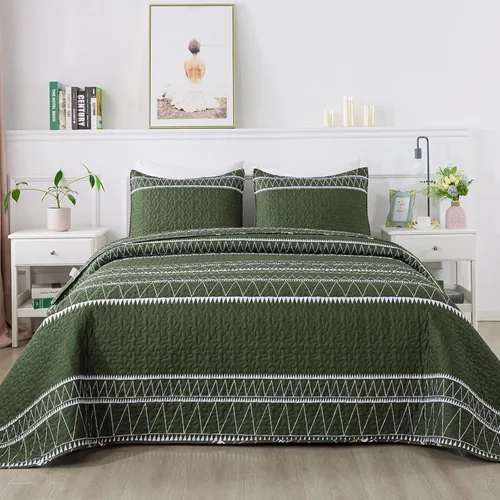 Vista 11 de Andency - Juego de edredón gris tamaño Queen, 3 piezas (1 edredón estampado boho a rayas de 90x96 pulgadas y 2 fundas de almohada), juego de colcha