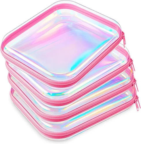 Vista 33 de Hoolerry 4 piezas de estuches rígidos transparentes con cremallera, bolsas de maquillaje, estuche de lápices de plástico, contenedores de caja