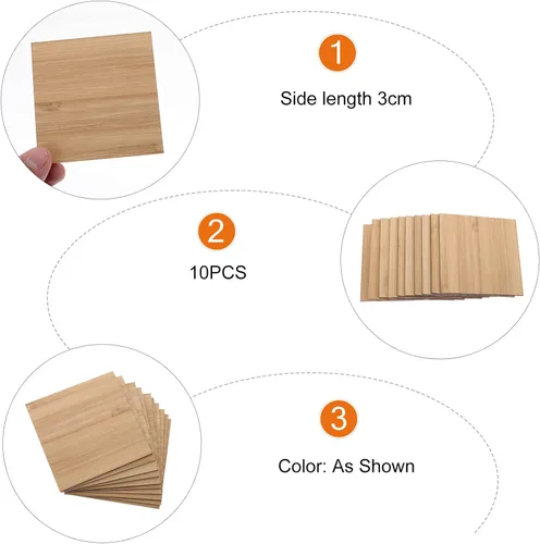 Vista 8 de Hojas de madera para manualidades sin terminar, piezas de madera, rebanadas de madera en blanco, recortes cuadrados de madera para manualidades