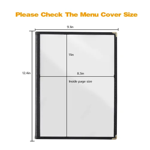 Vista 4 de 2 piezas de fundas de menú de 8.5 x 11 pulgadas, soporte para menú de restaurante, 4 páginas, 8 vistas, funda transparente de menú, se adapta a