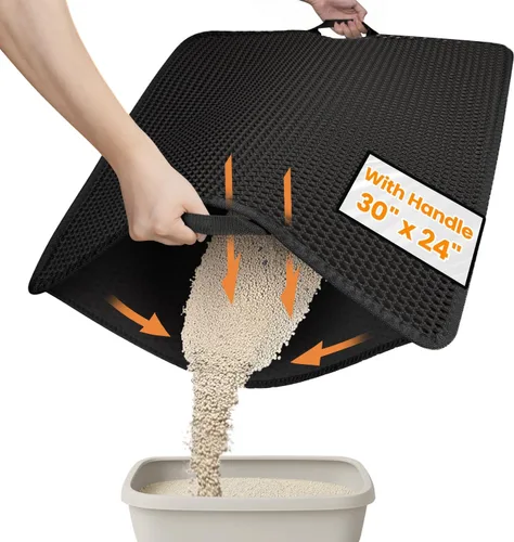 Vista 10 de Alfombrilla de arena para gatos, EVA de diseño de panal de abeja de doble capa, impermeable a la orina, control de dispersión, alfombrilla de arena