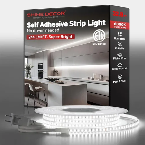 Vista 10 de Shine Decor Tira de Luces LED Súper Brillante 4000LM, Plug & Play, 120V, Sin Driver, Cableado Fácil, Sin Parpadeo, Resistente a la Intemperie