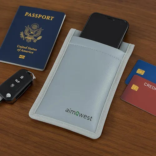Vista 2 de Faraday - Bolsa para teléfonos – Bloqueo EMP y RFID, bolsa ignífuga e impermeable, escudo de señal antiseguimiento para privacidad y seguridad