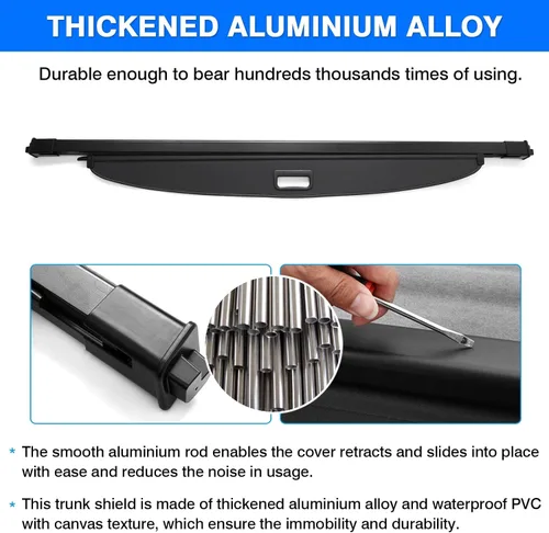 Vista 6 de Powerty Cubierta de carga retráctil para Chevy Traverse 2018-2024, textura de lona, cubierta de maletero, pantalla de privacidad, pantalla