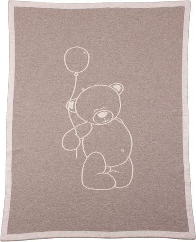 Vista 2 de Love Cashmere Manta unisex de 100% cachemira con oso de peluche, natural multicolor, fabricada en Escocia