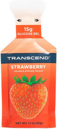 Transcend Foods - Gel de fresa (1.1 onzas, paquete de 10) gel de carbohidratos de acción rápida sabor a fresa, sin cafeína, sin gluten