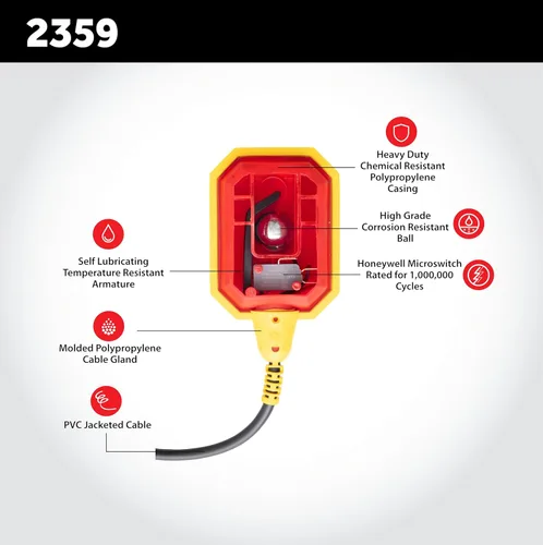 Vista 3 de Interruptor de flotador para bomba de sumidero, sensor de nivel de agua de 6 pies con microinterruptor Honeywell y longitud de sujeción ajustable