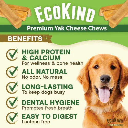 Vista 2 de EcoKind Premium Gold Yak Cheese - Masticables para perros del Himalaya, golosinas saludables para perros pequeños, todo natural, masticable con alto