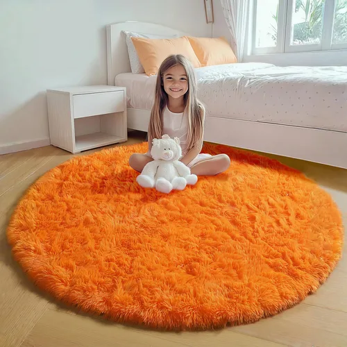 Vista 140 de ONASAR - Alfombra redonda rosa claro de 2 pies, esponjosa, lavable, tapete de gato o perro, suave, afelpada, peluda, tapete circular para dormitorio