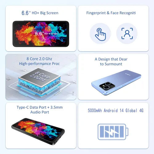 Vista 2 de redbeat Teléfono para juegos Android desbloqueado E3, teléfono celular de 256 GB) / 1 TB TF, cámara octa-core HD de 6.6 pulgadas de 50 MP, doble SIM