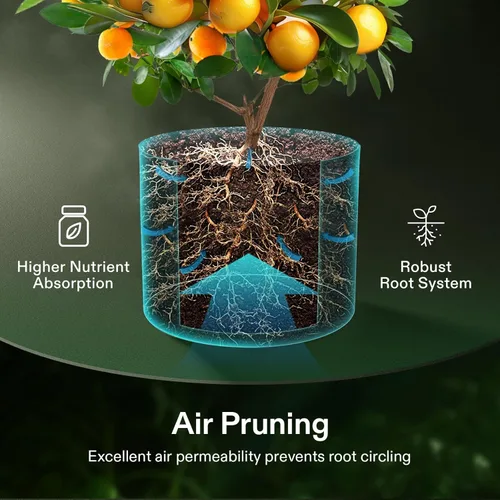 Vista 5 de VIVOSUN Paquete de 5 bolsas de cultivo de 1 galón, macetas de tela con lados autoadhesivos para trasplante