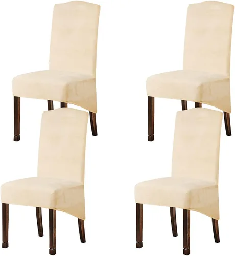Vista 20 de Fundas de terciopelo para sillas de comedor XL de felpa, fundas elásticas para sillas altas, fundas protectoras de elastano con banda elástica