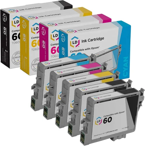 LD Productos Cartucho de tinta remanufacturado de repuesto para Epson 60 T060 (2 negros, 1 cian, 1 magenta, 1 amarillo, 5 unidades) compatible con