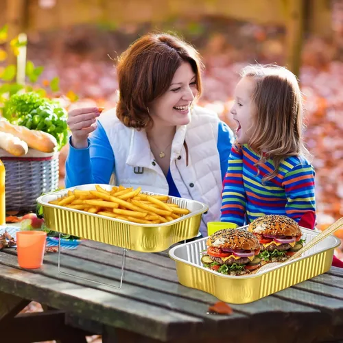 Vista 7 de Maxcheck 4 Juegos de Bandejas Calentadoras Desechables para Buffet, Juego de Chafing Dishes con Soportes de Alambre para Buffet, Kit de Soporte