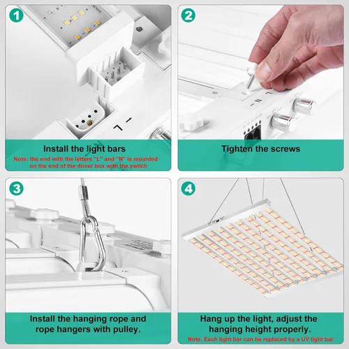Vista 7 de SZHLUX Luz LED de crecimiento de 840 W, cadena de margarita, regulable, espectro completo, luces de crecimiento para plantas de interior, 44 x 44