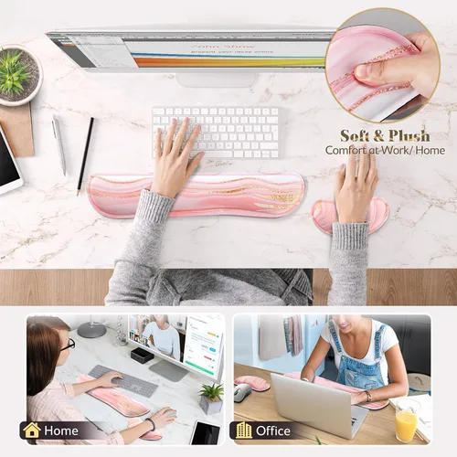 Vista 7 de Gimars Juego Mejorado Ampliado de Almohadilla de Apoyo para Muñeca de Teclado de Espuma Viscoelástica de Gel, Diseño Ergonómico Cómodo