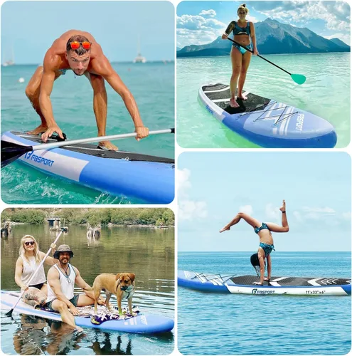 Vista 56 de FBSPORT Tabla de remo de pie prémium de 11 pies, tabla de yoga con accesorios de SUP y bolsa de transporte, amplia posición, control de surf