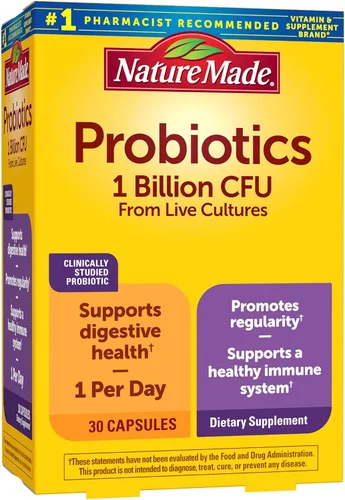Cápsulas probióticas Nature Made 1 billón de UFC de cultivos vivos, probióticos para mujeres y hombres para el apoyo inmune y digestivo, 30