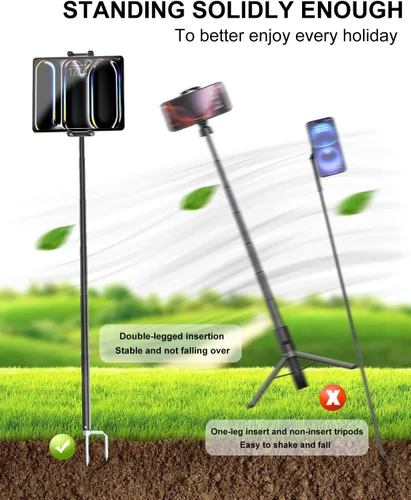 Vista 2 de Trípode para tableta para exteriores [monopie de metal de 57 pulgadas] soporte de trípode para iPad para camping, viajes, campo, fiestas, reuniones