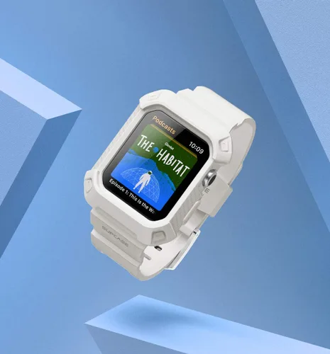 Vista 2 de SUPCASE Unicorn Beetle Pro - Funda protectora resistente con correas, diseñada para Apple Watch series 76SE54, 45 44 mm, blanco.