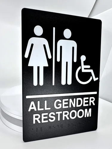 Vista 2 de Black All Gender - Juego de letreros redondos y de pared de 12 pulgadas (barandilla II)