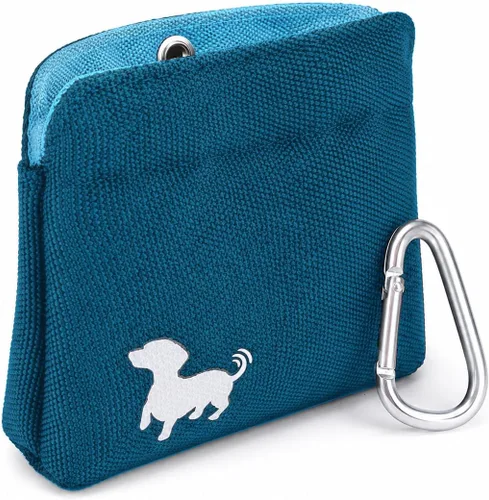 Vista 13 de Bolsa para golosinas para perros extra pequeña Swaggly – Bolsa de golosinas para perros con bolsillo magnético delgado para caminar y entrenar