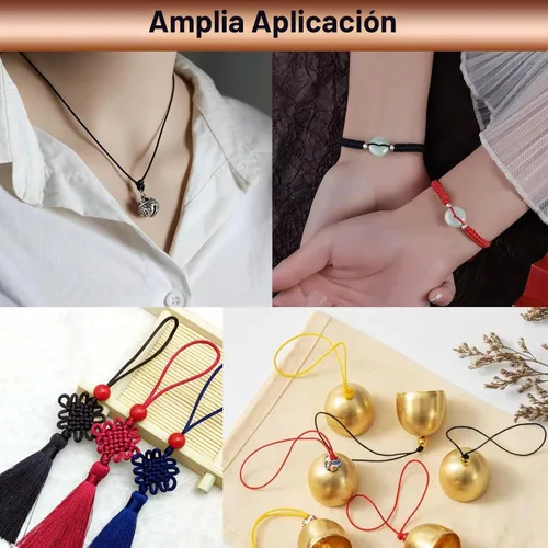 Vista 6 de Cordón de nailon satinado de 2 mm x 100,58 m, hilo de nailon sedoso y suave para joyería, pulseras, collares, cuentas, hilo para macramé, cola