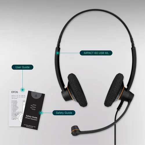 Vista 8 de EPOS Sennheiser Consumer Audio SC 60 USB ML (504547) - Double-Sided Business Headset For Skype for Business with HD Sound, Noise-Cancelling