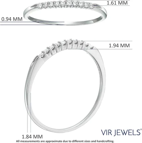 Vista 5 de Vir Jewels Anillo de aniversario de boda de diamantes pequeños de 110 quilates (ctw) para mujer, anillo de compromiso de diamante redondo de oro