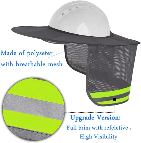 Vista 2 de Casco de protección solar - Actualización de cobertura de cuello con visera completa y franja reflectante para cascos de construcción