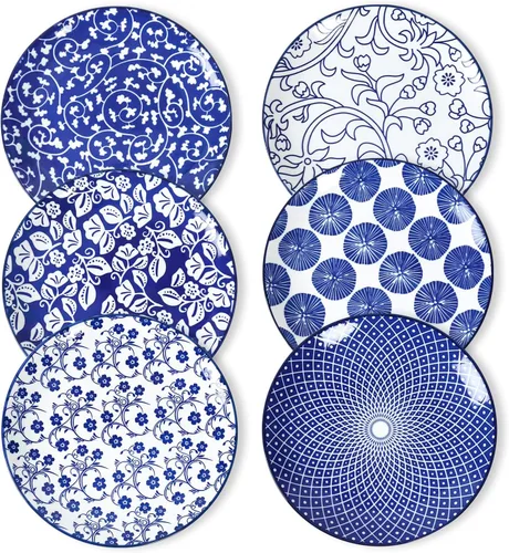 Vista 10 de Selamica Juego de Platos de Postre de Cerámica de 6, Platos Mini de 6 Pulgadas para Pastel, Snacks y Guarnición, Apto para Microondas y Lavavajillas