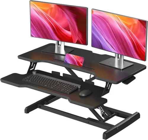 Convertidor de escritorio de pie de 32 pulgadas, altura ajustable, elevador de escritorio de pie para sentarse, estación de trabajo de doble monitor