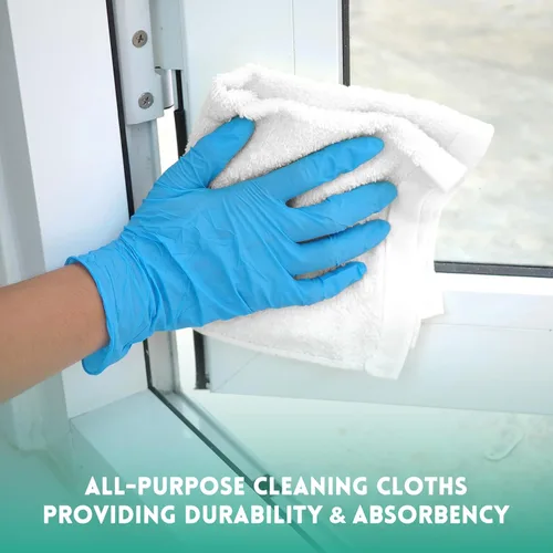 Vista 4 de ZUPERIA Paquete de 50 toallas de limpieza 100% de algodón (12 x 12 pulgadas), multiusos, altamente absorbentes, reutilizables, toallas de barra