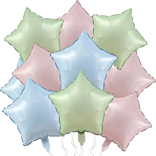 Vista 12 de Globos de papel de aluminio con forma de estrella de arena beige, marrón y blanco, 10 globos de Mylar en forma de estrellas de 18 pulgadas