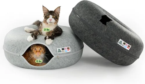 Vista 28 de Cattasaurus Peekaboo - Cueva para gatos, extra espaciosa para múltiples y grandes gatos de más de 12 libras, camas desmontables para gatos