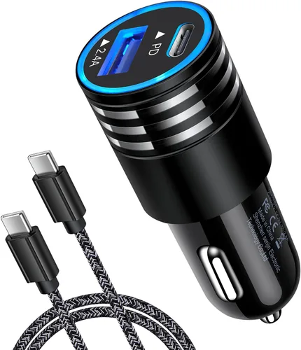 Cargador de coche de carga rápida 30 W USB C adaptador de coche, cable tipo C a C para Google Pixel 10a 10 Pro XL/Fold 9 Pro, 8a 8 7a 7 6a 6 5 4a 3a