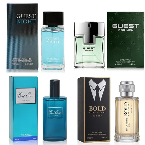 A CENTER Juego de 4 perfumes para hombre, fragancia cítrica vibrante con colonia de limón fresco, Eau de Parfum de 3.4 onzas líquidas cada regalo