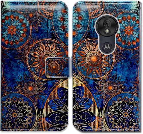 Vista 13 de Bcov Funda para Moto G7 Play 2019, funda para Moto G7 Optimo, funda colorida de piel con libélula con soporte para ranura para tarjetas y soporte