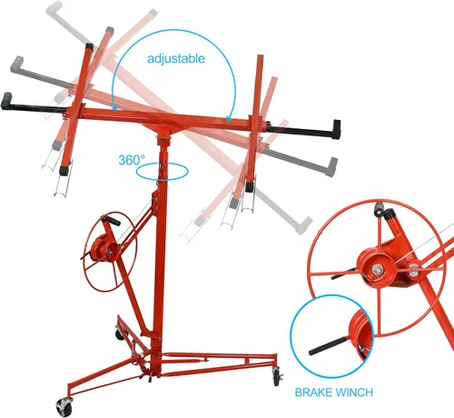 Vista 3 de Voohek YC113 Alzamiento de panel de elevación para paneles de yeso, 11 pies (altura máxima) Elevador de gato de hoja para techo, ruedas giratorias